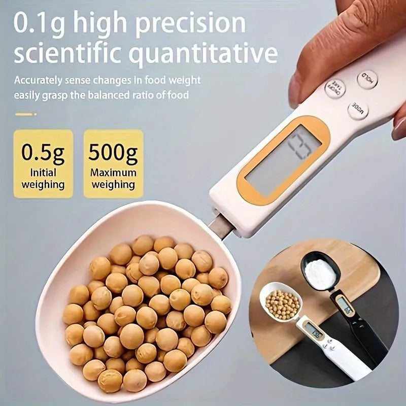 Digital Measuring Spoon with Clear Display - Portable Scale Spoon for Pet Food, Tea, Milk Powder - Kitchen and Dorm Restaurant