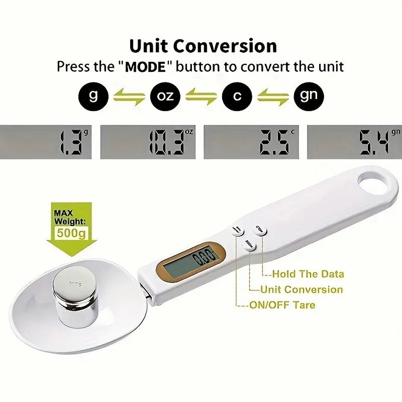 Digital Measuring Spoon with Clear Display - Portable Scale Spoon for Pet Food, Tea, Milk Powder - Kitchen and Dorm Restaurant
