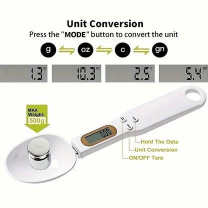 Digital Measuring Spoon with Clear Display - Portable Scale Spoon for Pet Food, Tea, Milk Powder - Kitchen and Dorm Restaurant