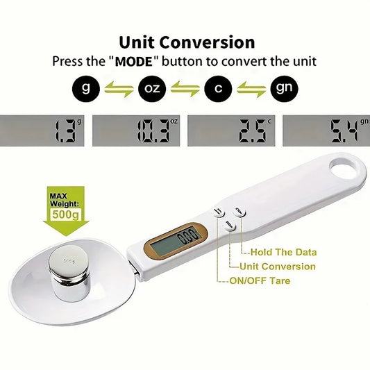 Digital Measuring Spoon with Clear Display - Portable Scale Spoon for Pet Food, Tea, Milk Powder - Kitchen and Dorm Restaurant